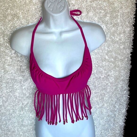 women's Large Fuchsia String Bikini Padded Top XHILARATION - Picture 1 of 13